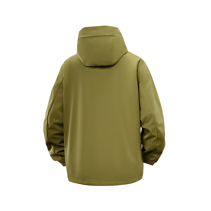 Men's Technical Softshell Hybrid Jacket with Fleece Lining and Adjustable Hood Mune Fashion