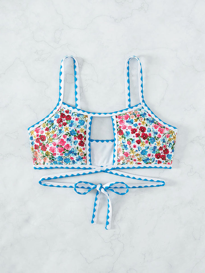 Women's bikini top with floral design and playful ties Mune Fashion