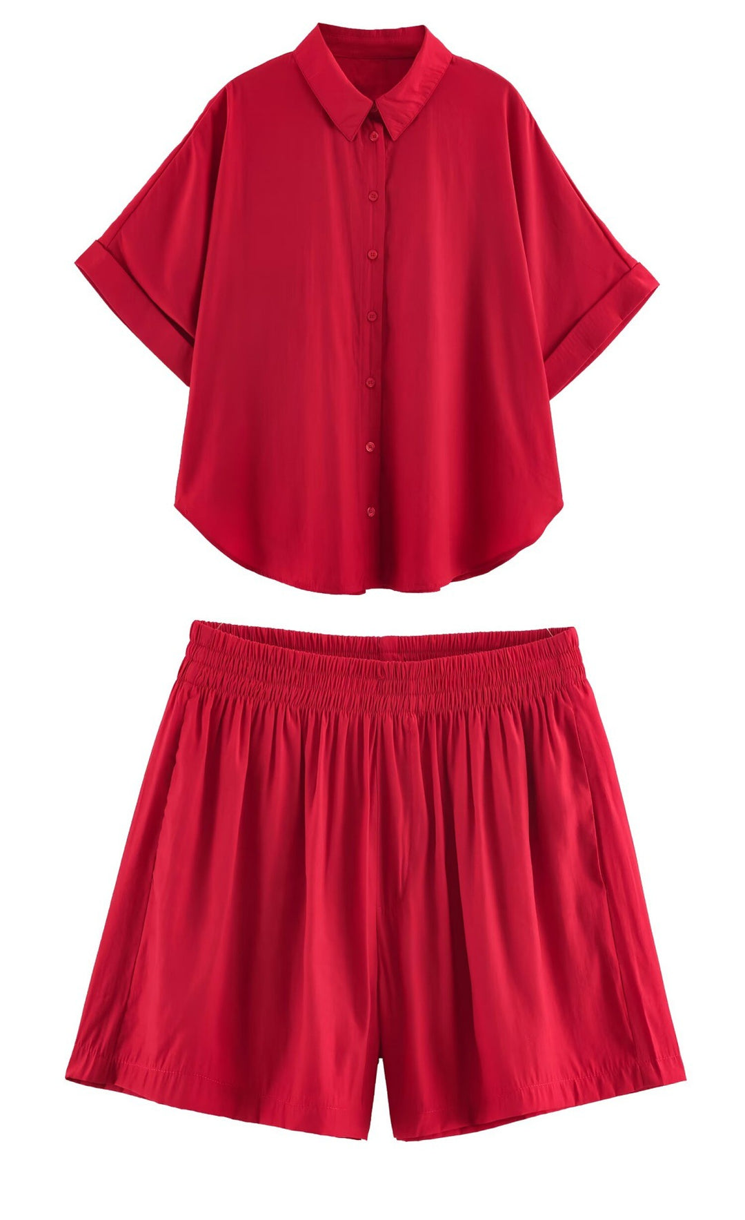 Women's Loose Two-Piece Set with Oversized Shirt and Elastic Shorts Mune Fashion