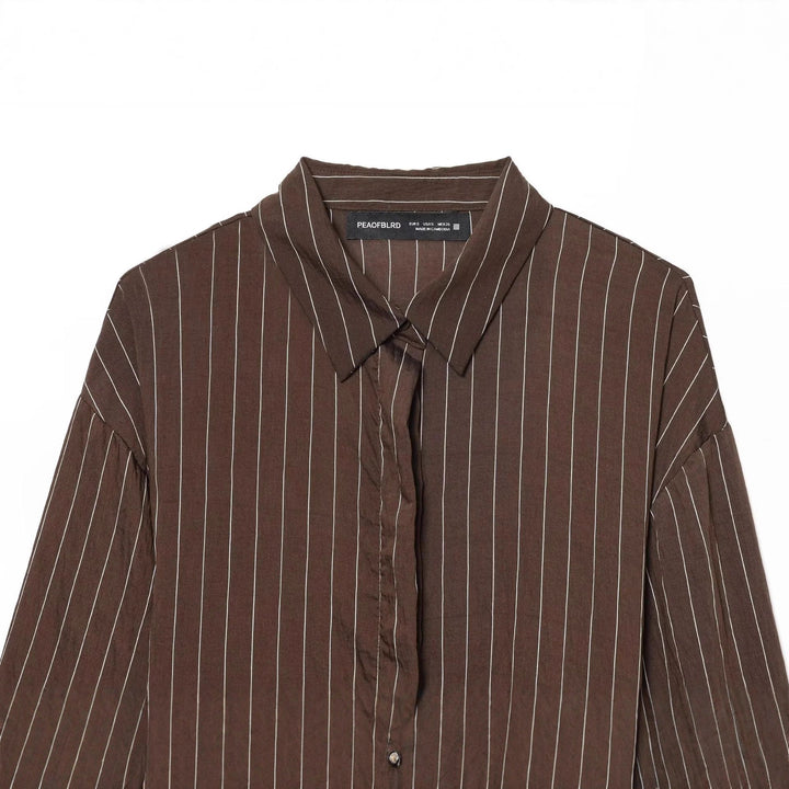 Women nan oversized shirt dress with concealed button placket and decorative double belt Mune Fashion