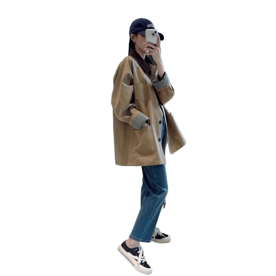 Women's Fashionable Oversized Jacket with Contrasting Collar Mune Fashion