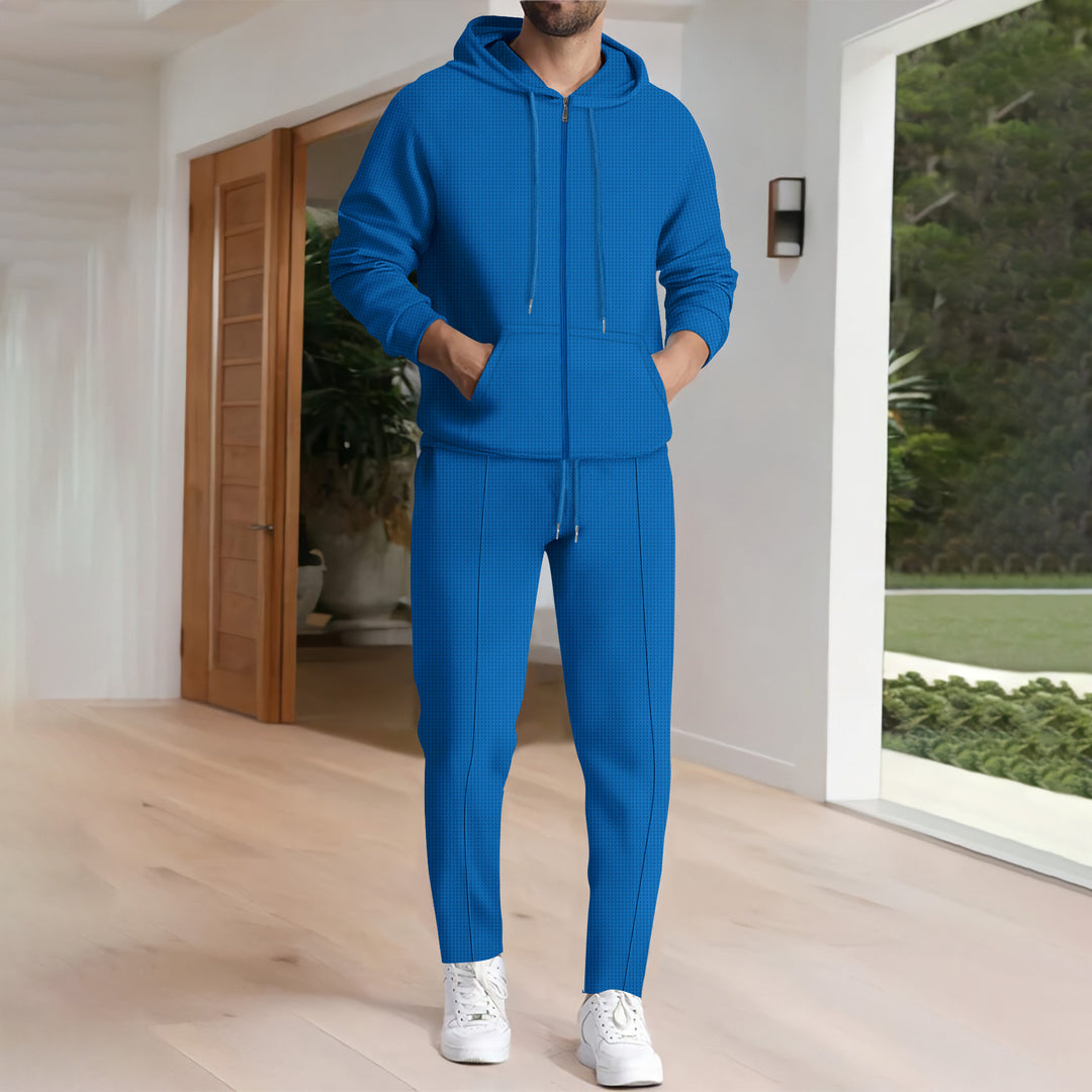 Men's nano structure fleece zip hoodie with kangaroo pockets and tapered jogger pants Mune Fashion