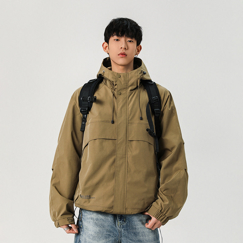 Men's technical hooded softshell jacket with high collar and adjustable hem Mune Fashion
