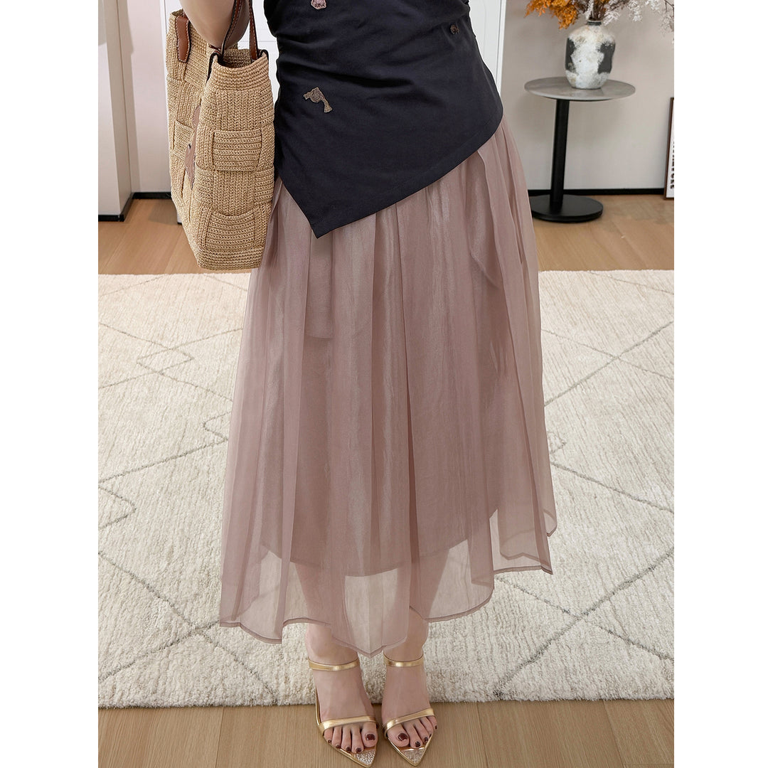 Ladies Elegant and Flowing Midi Skirt Mune Fashion