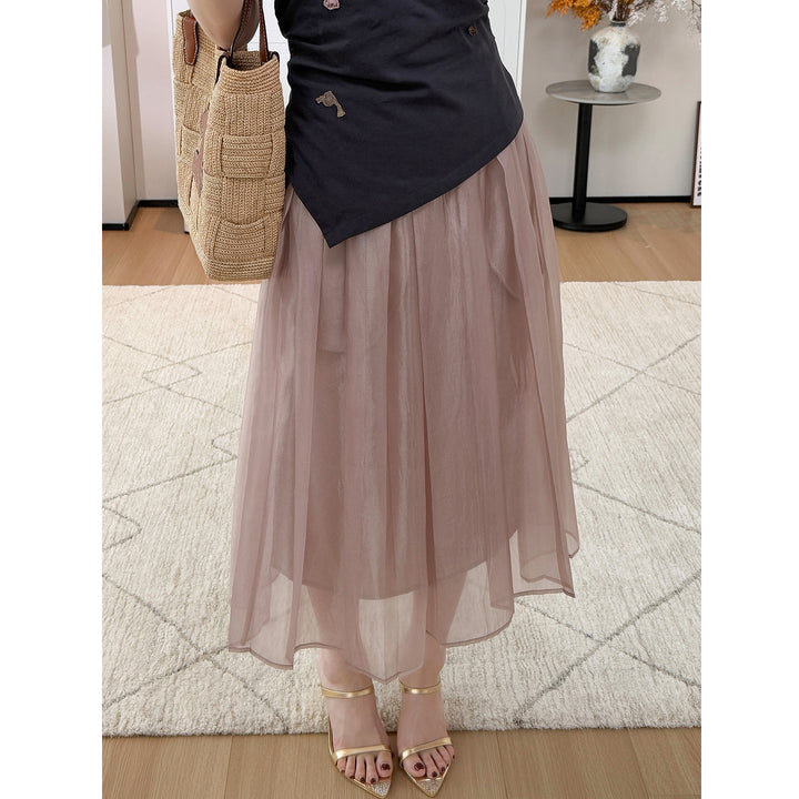 Ladies Elegant and Flowing Midi Skirt Mune Fashion