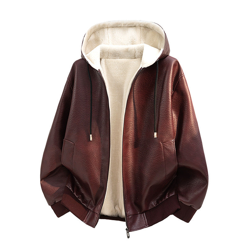 Ladies Fashionable Faux Leather Jacket with Teddy Lining Mune Fashion