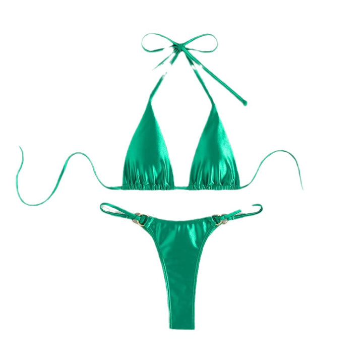 Women's Triangle Bikini with elegant tie bands and fashionable gold accents Mune Fashion