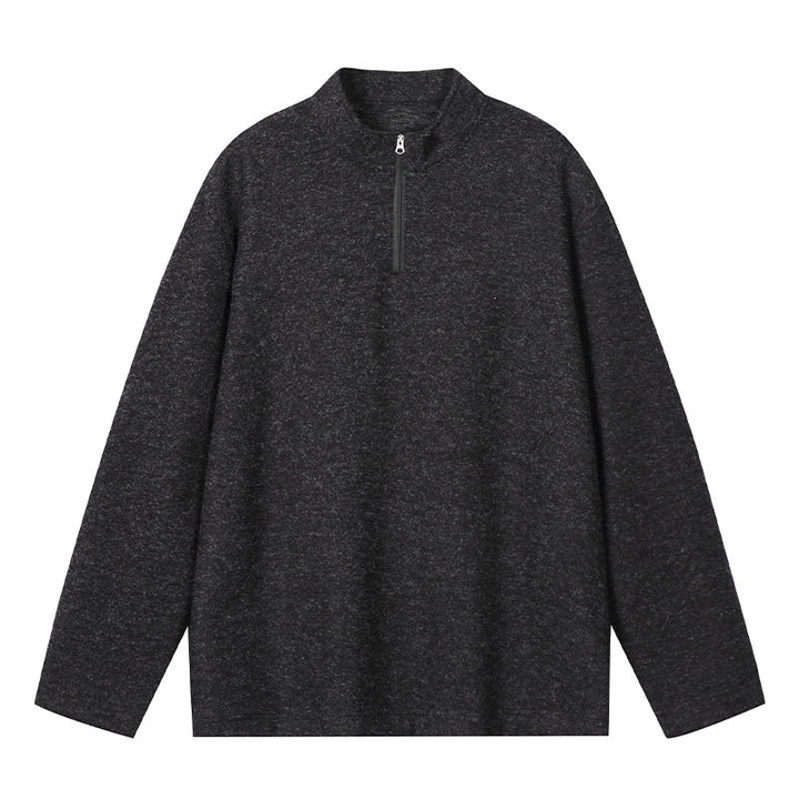 Men's Half-Zip Sweatshirt with Stand Collar and Heathered Texture Mune Fashion