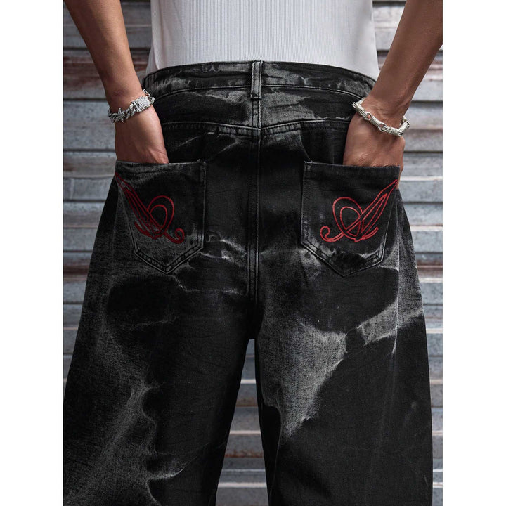 Men's loose-cut denim pants with special washing effect Mune Fashion