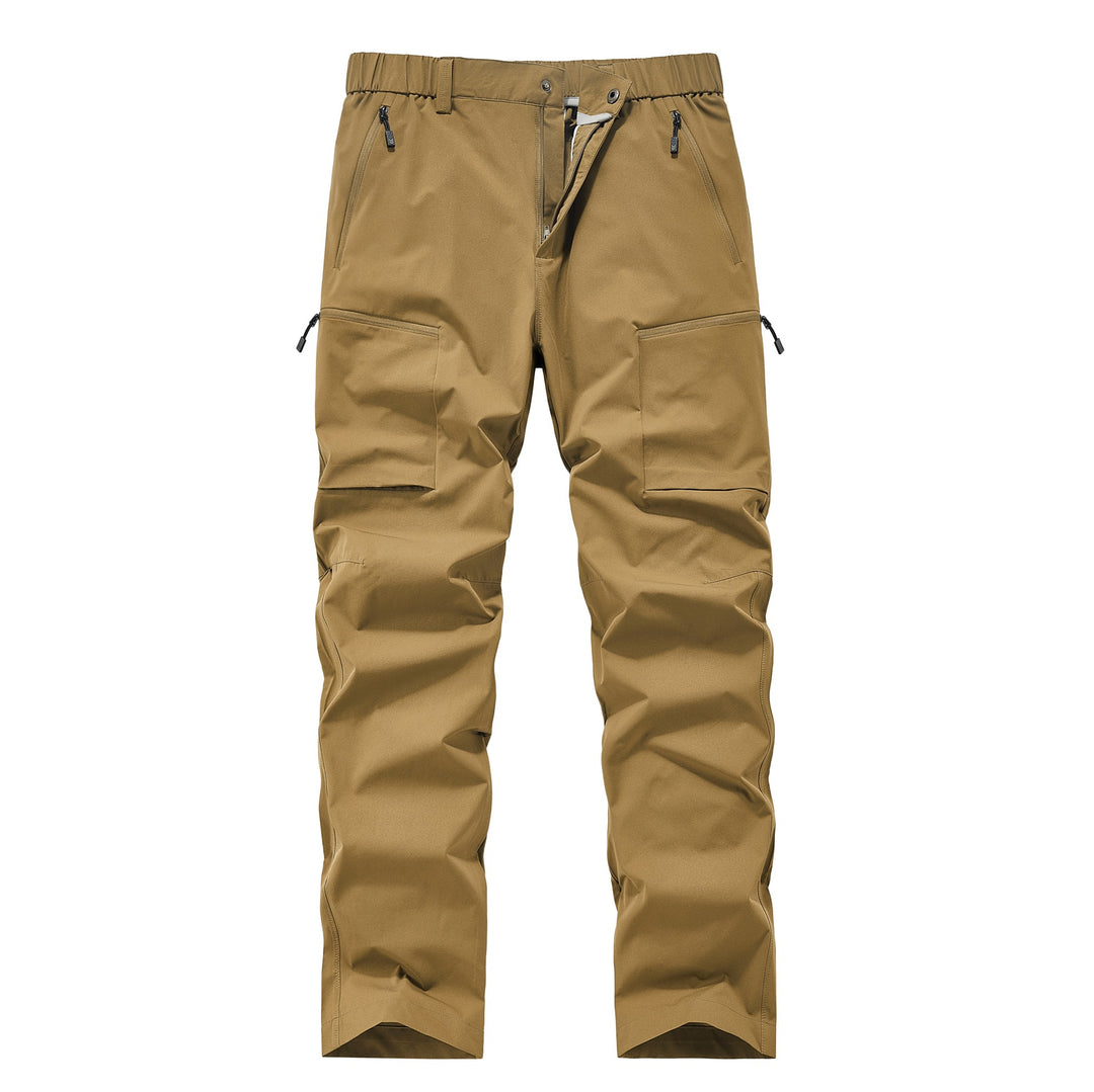 Men's Multifunctional Cargo Travel Pants with Elastic Waistband, Zipper Pockets and Knee Reinforcement Mune Fashion