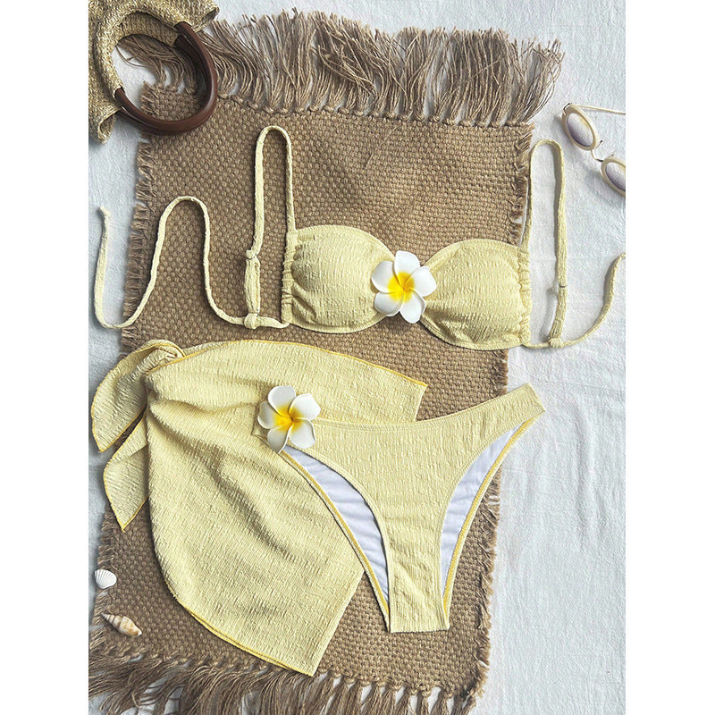 Women's bandeau bikini set with elegant wrap skirt Mune Fashion