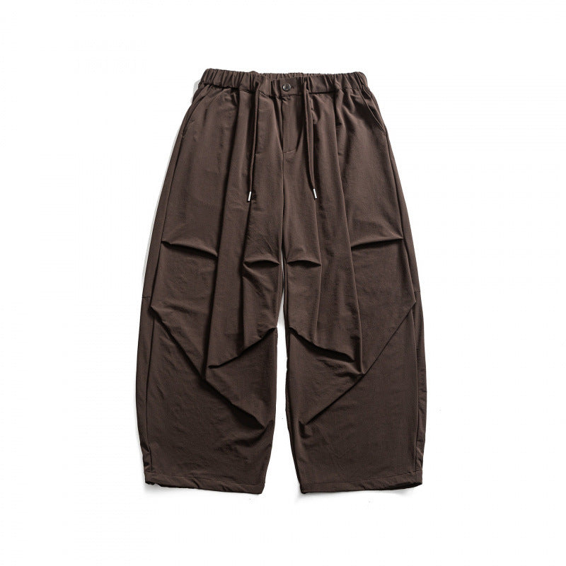 Unisex Wide Harem Pants with Drapes, Elastic Waistband and Drawstring Mune Fashion