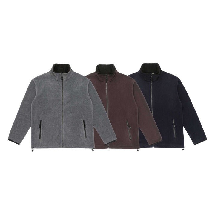 Unisex fleece jacket with stand-up collar, full-length zipper and drawstring hem Mune Fashion