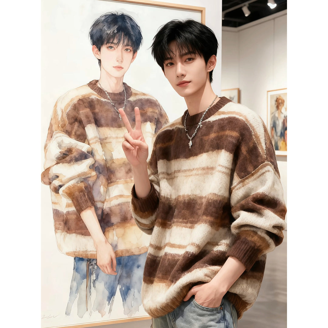 Men's Fashionable Chunky Knit Sweater with Deep V-Neck Mune Fashion