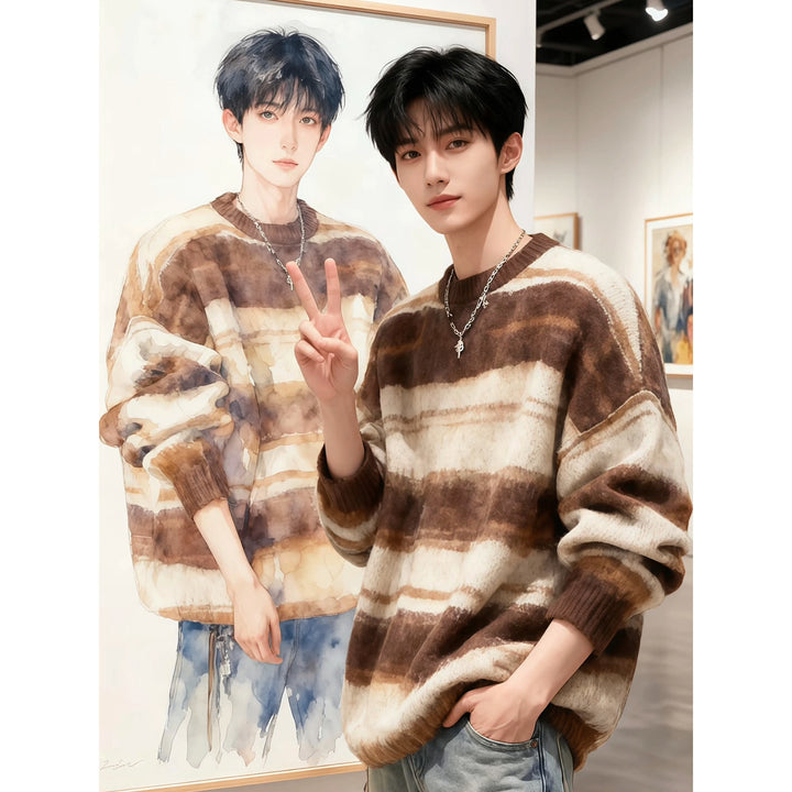 Men's Fashionable Chunky Knit Sweater with Deep V-Neck Mune Fashion