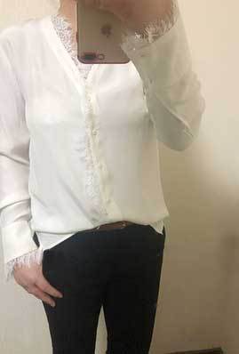 Women Elegant Blouse with Lace Decoration Mune Fashion
