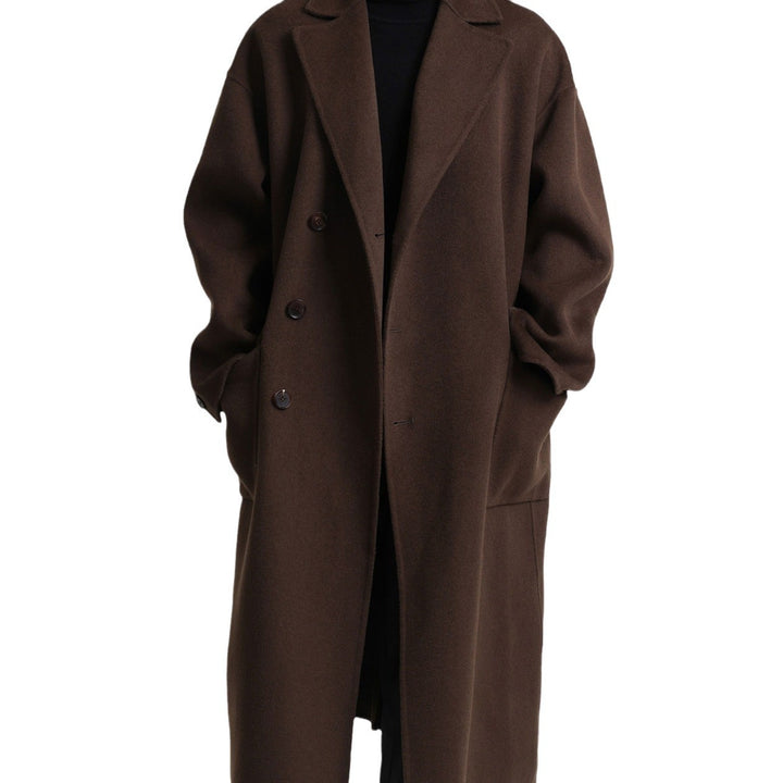 Men's Oversized Double-Breasted Wool Coat with Loose Fit and Classic Lapels Mune Fashion