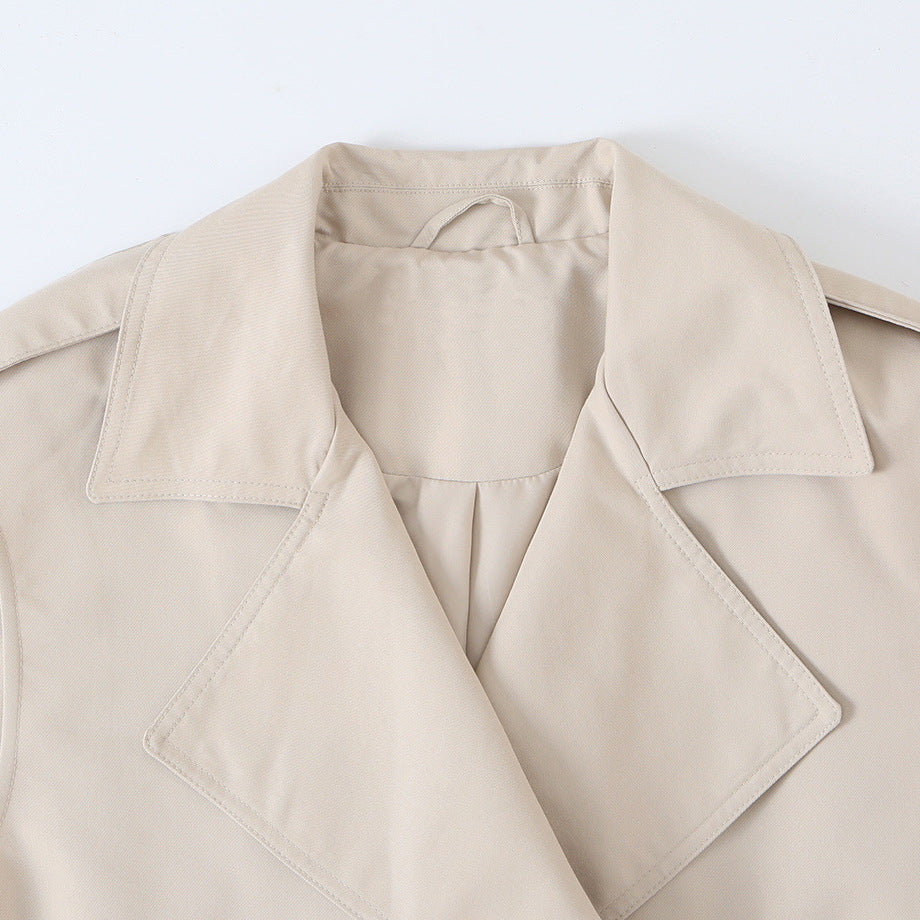 Women's Sleeveless Double-Breasted Trench Vest with Notched Lapel and Waist Belt Mune Fashion