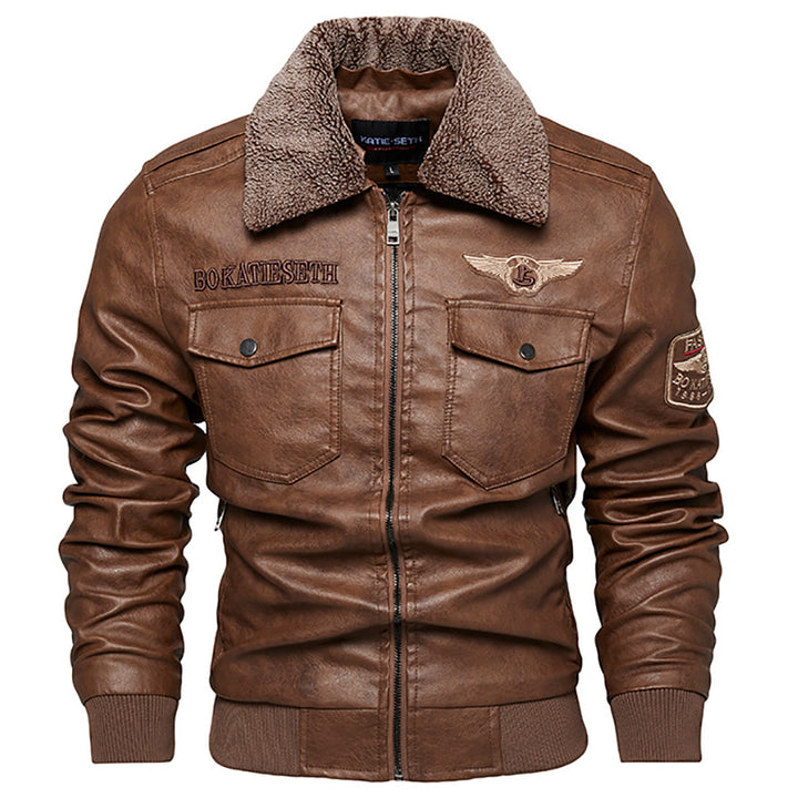Men's Casual Faux Leather Jacket with Soft Teddy Lining Mune Fashion