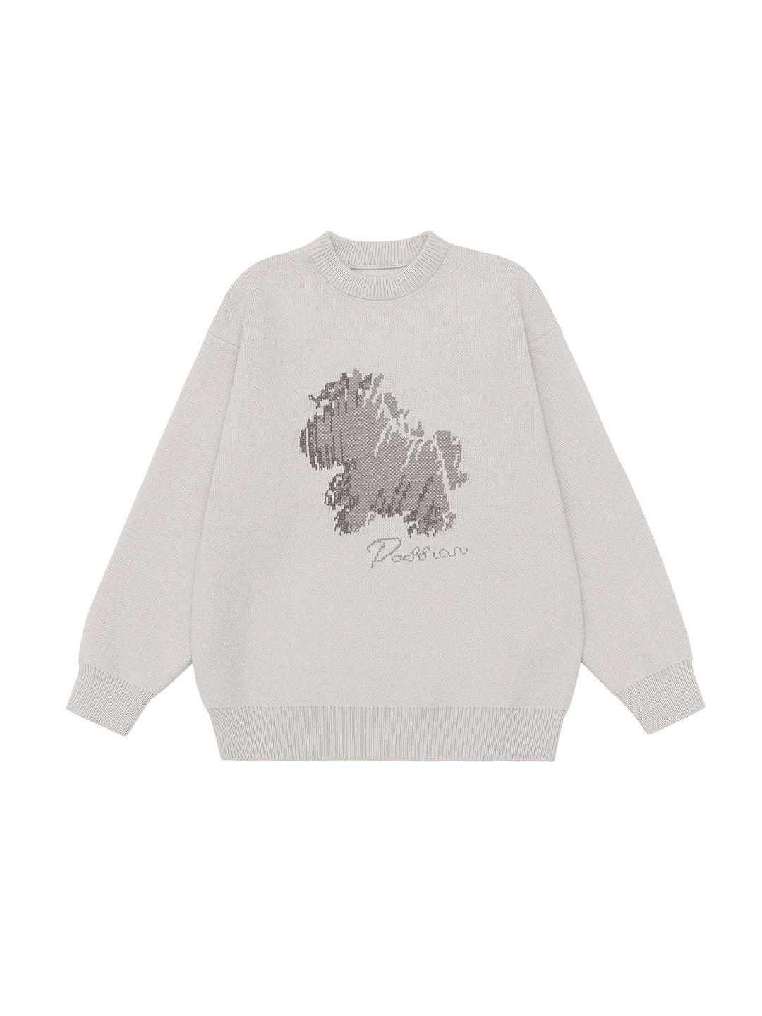 Damen Oversize-Strickpullover mit Jacquard-Hundemotiv und geripptem Saum Mune Fashion