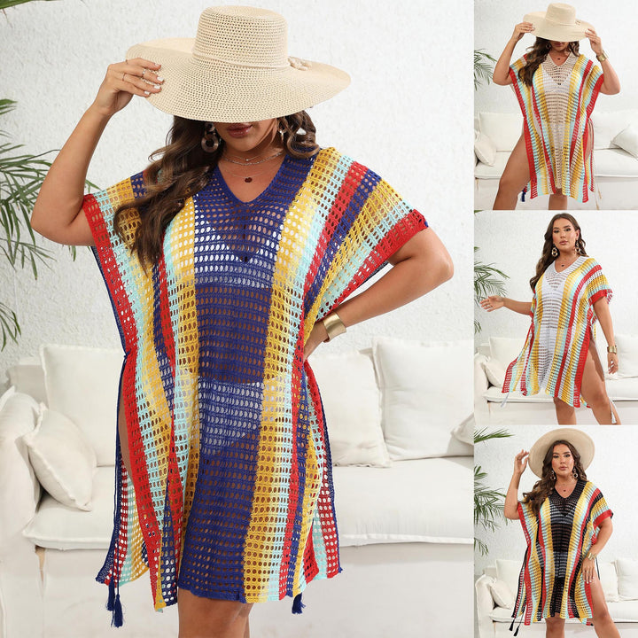Ladies airy crochet beach poncho with fashionable fringes Mune Fashion