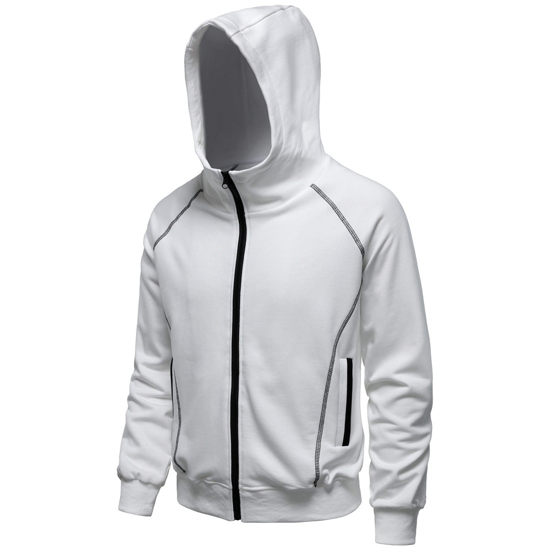 Men's hoodie zip jacket in sporty raglan style with contrast seams and ribbed cuffs Mune Fashion