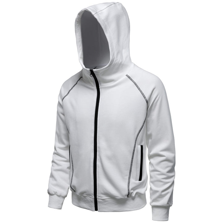 Men's hoodie zip jacket in sporty raglan style with contrast seams and ribbed cuffs Mune Fashion