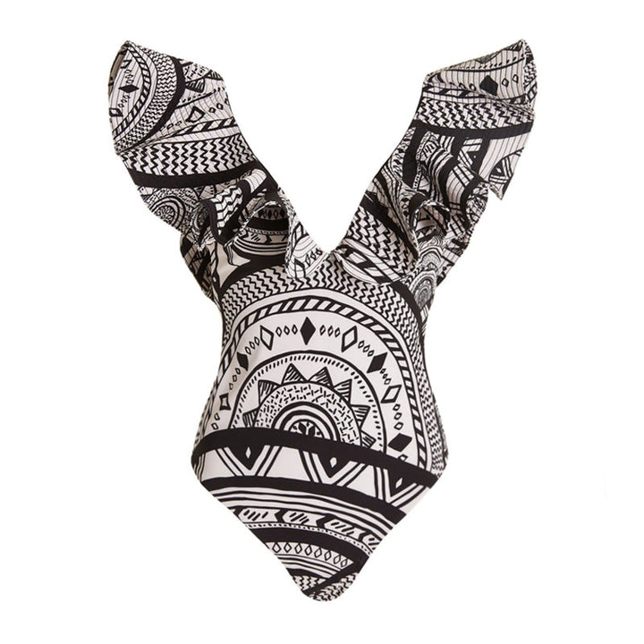 Women's One-Piece Swim Outfit with Voluminous Ruffle Details Mune Fashion