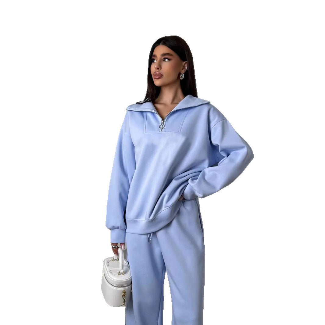 Women’s loungewear set with half zip and wide pleat pants Mune Fashion