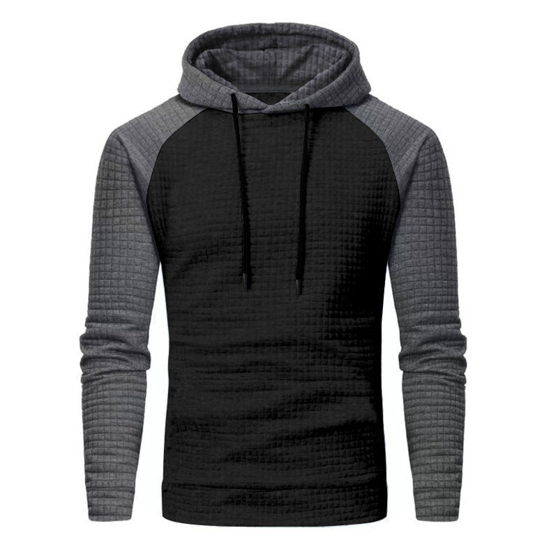 Men's Textured Hooded Sweatshirt with Waffle Structure and Raglan Sleeves Mune Fashion