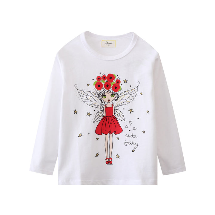 Girls Long Sleeve Shirt with Cute Fairy Motif Mune Fashion