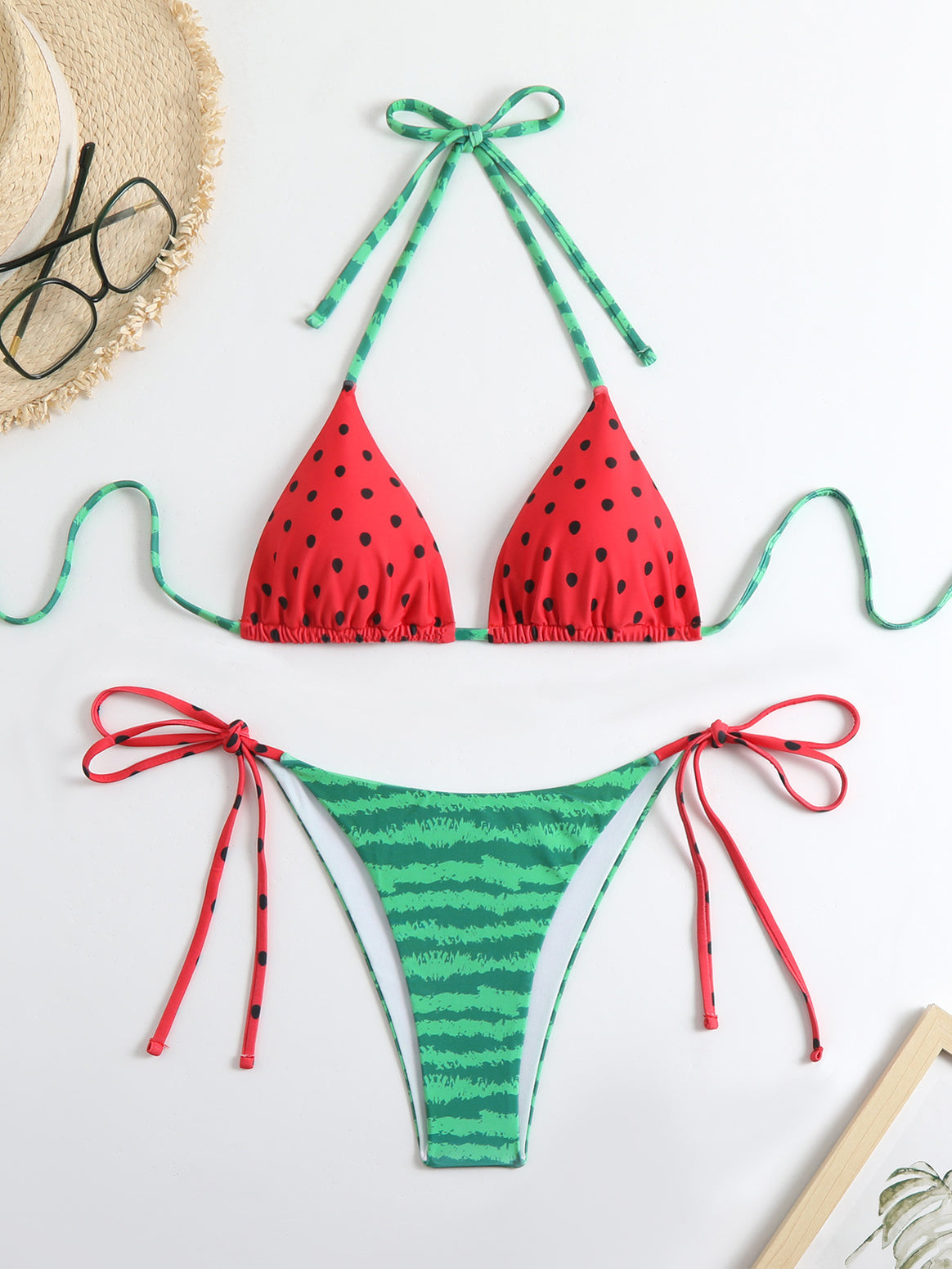 Ladies Bikini Set with Watermelon Pattern and Adjustable Straps Mune Fashion