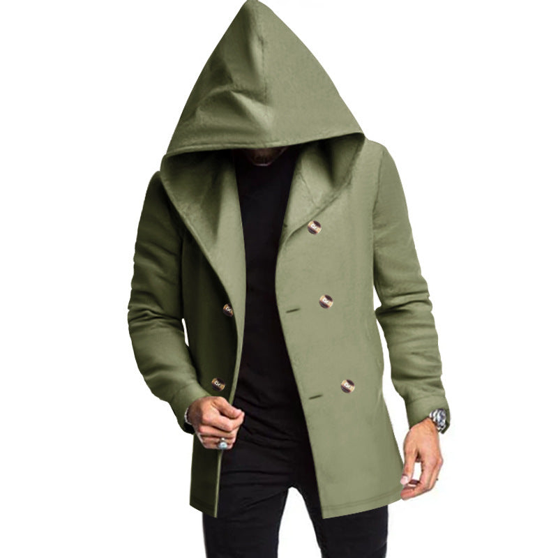 Men's hooded cloak with oversized hood and double-button placket Mune Fashion