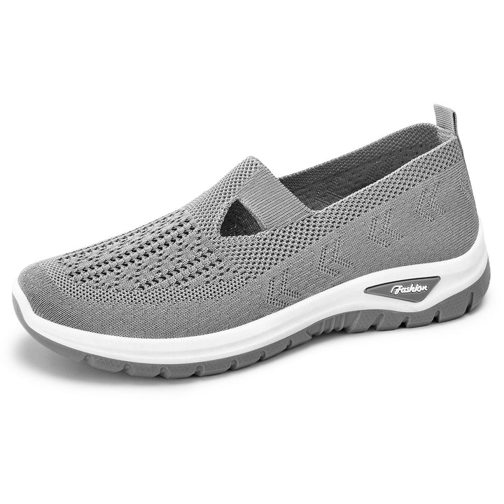 Ladies knitted slip-on sneakers with breathable upper material and shock-absorbing profile sole Mune Fashion