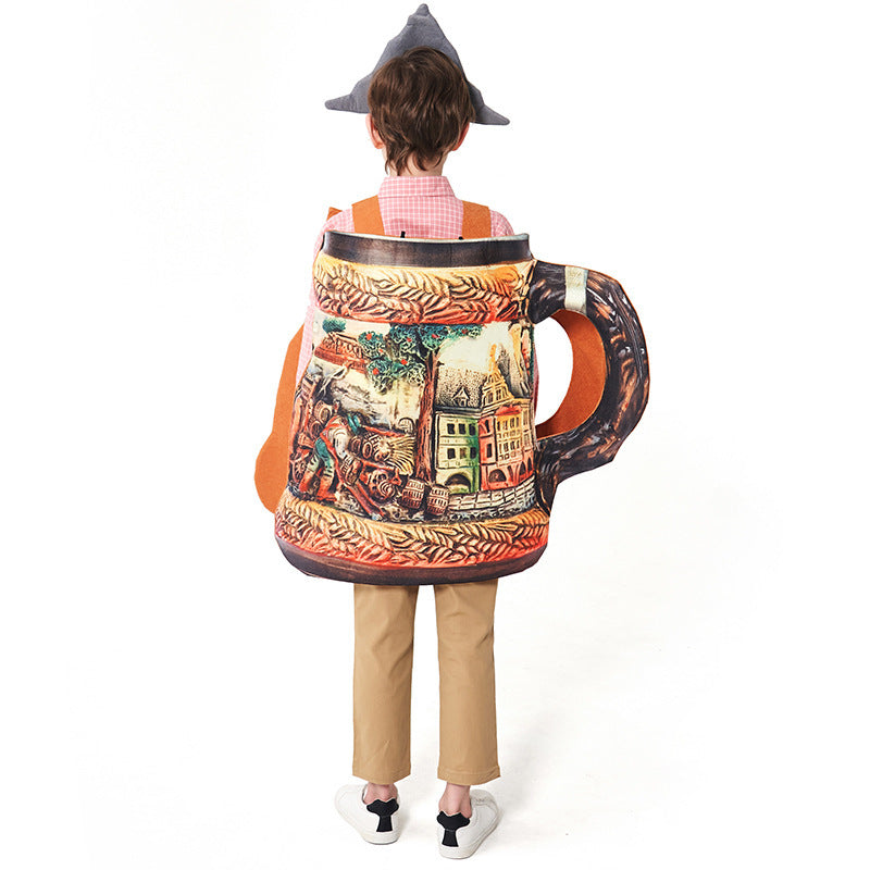 Unisex nan traditional ceramic beer mug with pewter lid and hand-painted relief motif Mune Fashion