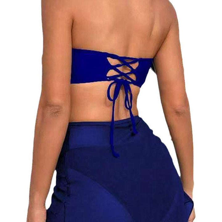 Women's Bandeau Bikini Set with Fashionable Wrap Skirt Mune Fashion