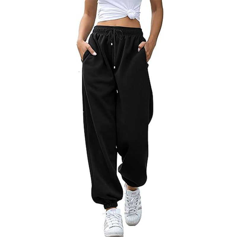 Ladies nan Cozy Sweat Palazzo Pants with high comfort waistband, integrated drawstring and gathered ankle cuffs Mune Fashion