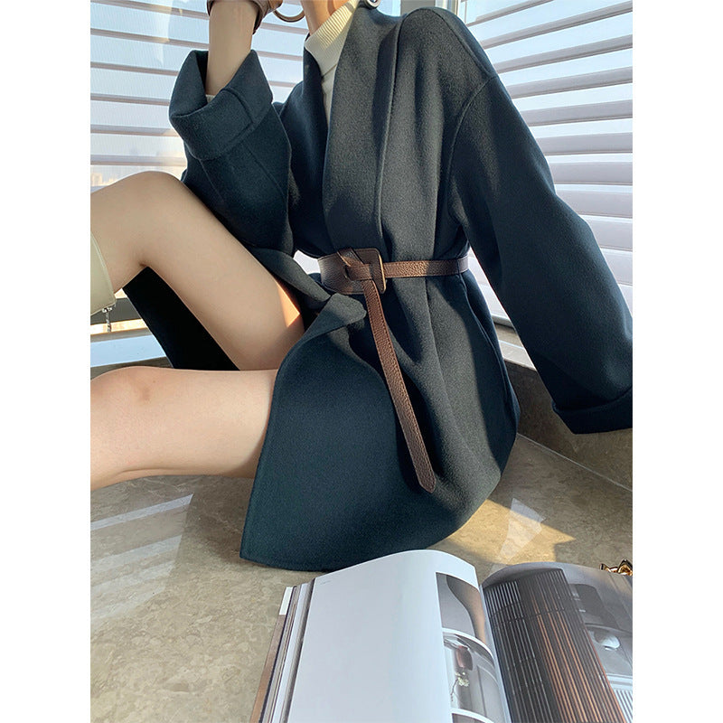Ladies wrap jacket with waist belt Mune Fashion