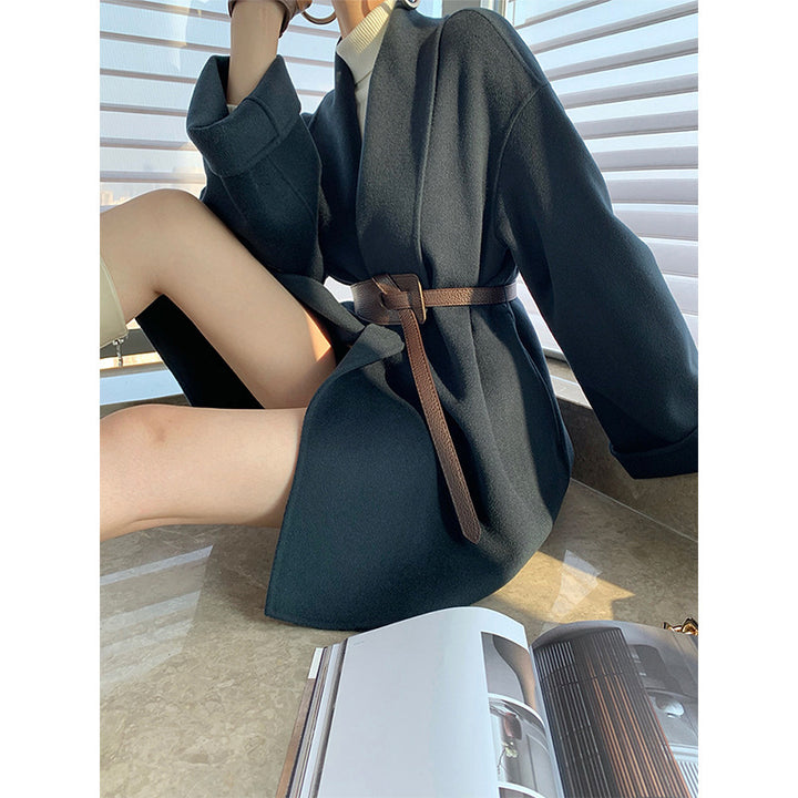 Ladies wrap jacket with waist belt Mune Fashion