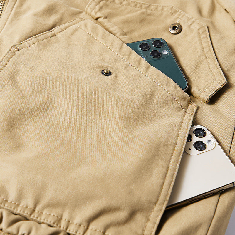 Men's pilot jacket with Sherpa lining, teddy collar, and utility pockets Mune Fashion
