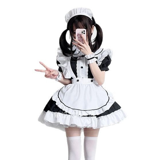 Women's Maid Costume with Ruffles and Hair Accessory Mune Fashion