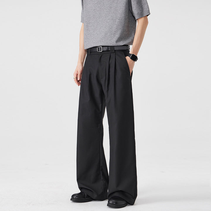 Men's wide pleated pants with high waistband and stretch cotton blend Mune Fashion