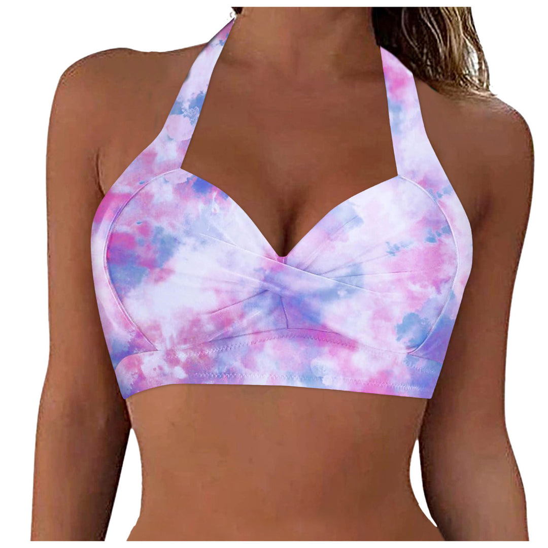 Women's Sporty Bikini Top with Deep Neckline and Halter Design Mune Fashion