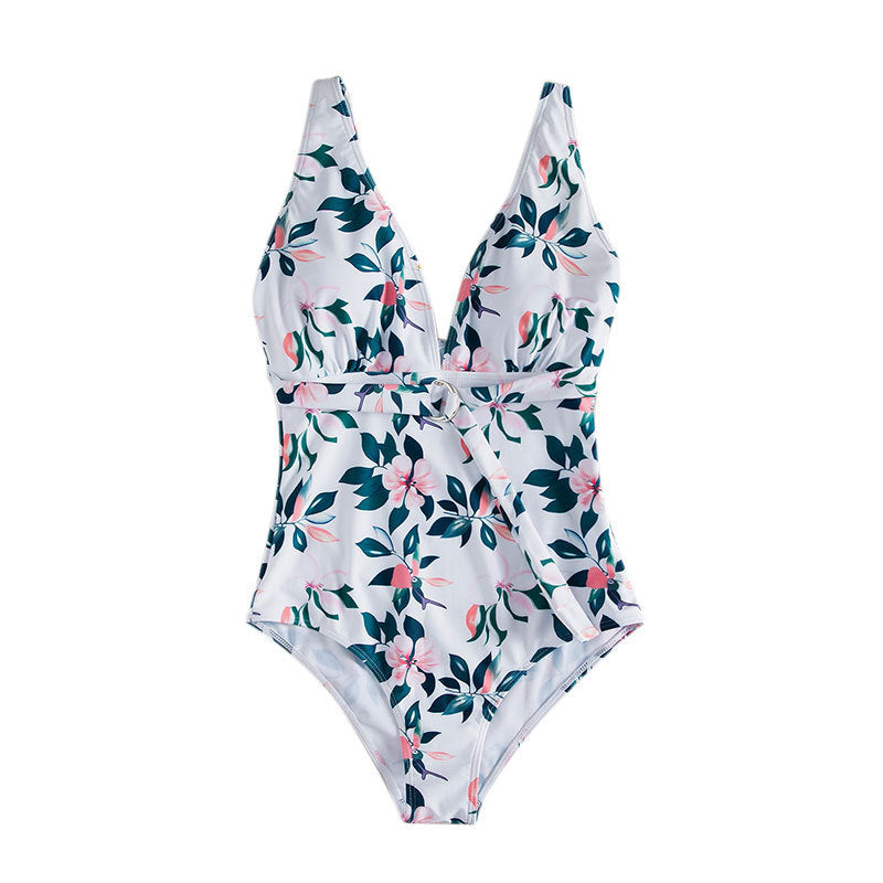 Women's One-Piece Swimsuit with Floral Wrap Design Mune Fashion