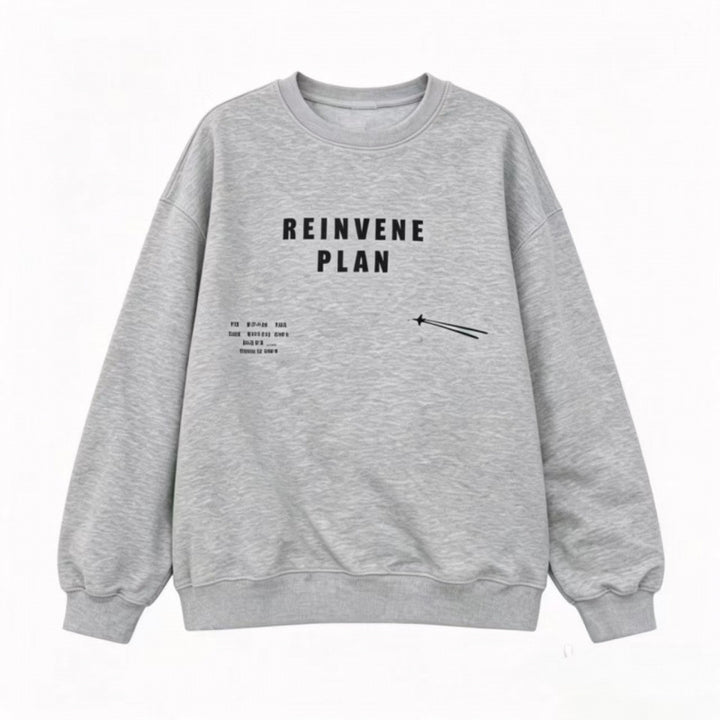 Unisex Oversize Sweatshirt with Round Neck, Statement Print and French Terry Inner Lining Mune Fashion