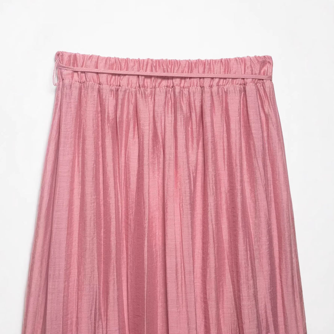Women's tiered maxi-length skirt with ruffled tiers, elastic waistband and drawstring Mune Fashion
