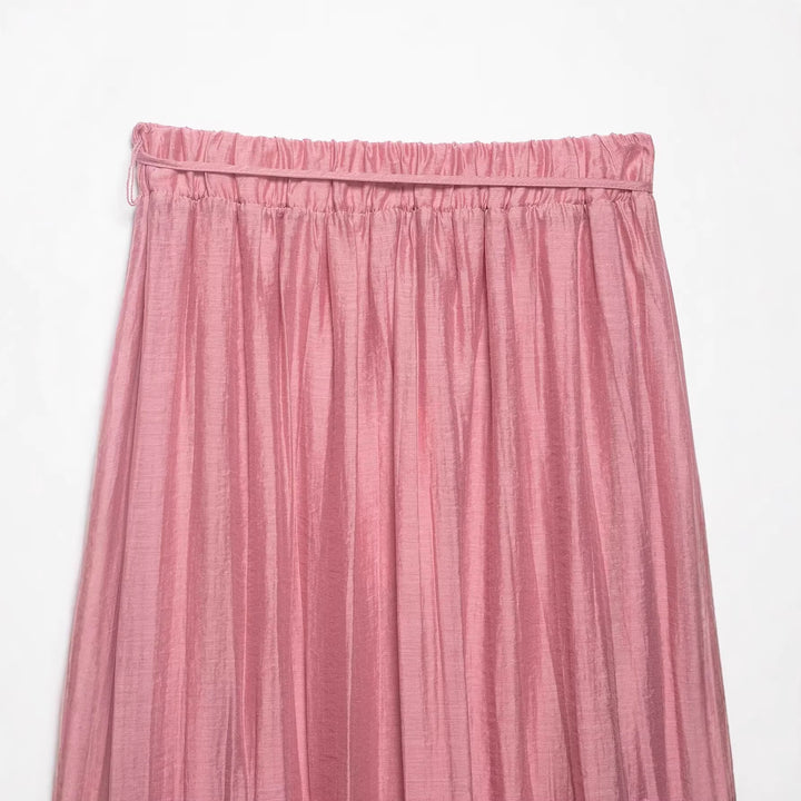 Women's tiered maxi-length skirt with ruffled tiers, elastic waistband and drawstring Mune Fashion