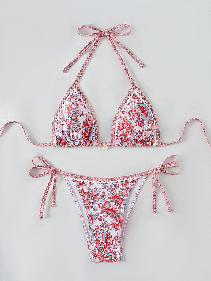 Ladies Triangle Bikini with Floral Vintage Pattern Mune Fashion