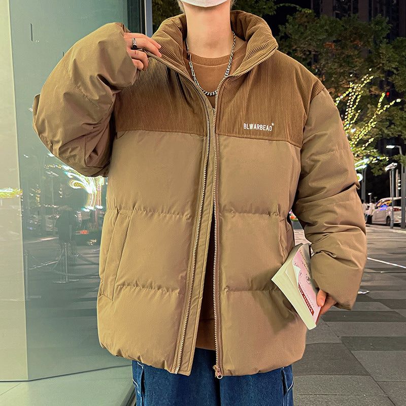 Men's padded quilted jacket with cord details, high stand collar & oversized cut Mune Fashion