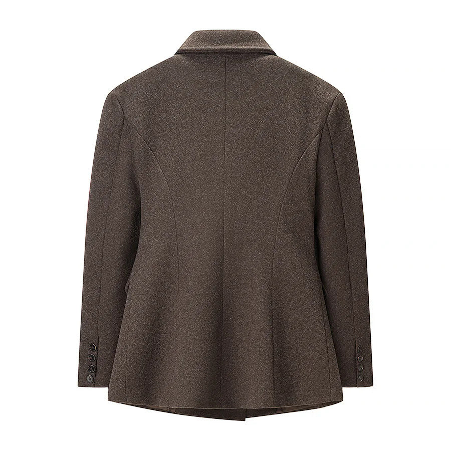 Men's double-breasted wool blend blazer coat with shawl collar and flap pockets Mune Fashion
